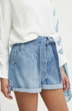 Pepe Jeans pantaloni scurti jeans A-LINE SHORT UHW VINTAGE femei, neted, high waist, PL801119