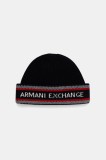 Armani Exchange pălărie din amestec de l&acirc;nă culoarea bleumarin, XM001551 AF13776