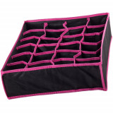Organizator pentru sertar cu 24 compartimente, 32 x 32 cm, x 10 cm, roz/negru, Oem