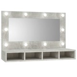 vidaXL Dulap cu oglindă și LED, gri beton, 90x31,5x62 cm 808895
