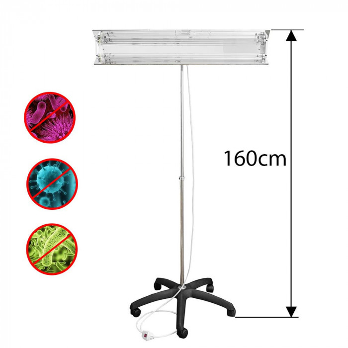 Lampa bactericida UVC Portabila orientabila stativ telescopic 100-190 cm reflector 60 mp