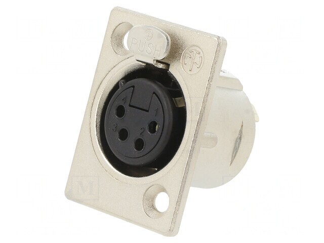 Soclu XLR Mamă 4 Pin cu Buton Argint 10A