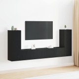 Cumpara ieftin Set de 4 Piese pentru Cabinet TV - Montat pe Perete, Stejar Negru, Lemn Stratificat