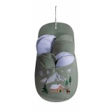Cumpara ieftin Set 4 perechi papuci casa in suport textil multicolor model Craciun cm 26 x 11,5 x 49 H