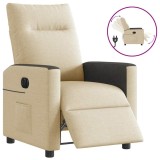 vidaXL Fotoliu rabatabil electric, crem, material textil