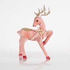 Decoratiune Pink Velvet Deer 24 cm x 41 cm