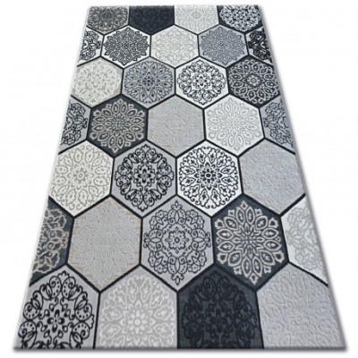 Covor Lisabona 27212/356 Hexagon Fagure de miere gri, 80x150 cm foto