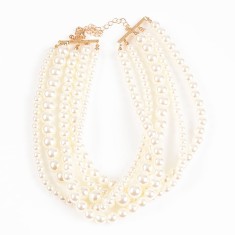 Colier cu lanturi multiple din perle albe