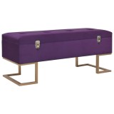 Cumpara ieftin Bancheta cu un compartiment de depozitare violet 105cm catifea
