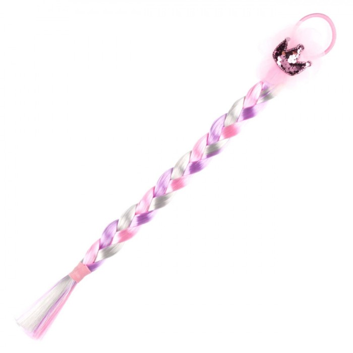 Accesoriu Păr Fete, Elastic, Coroană Paiete, Coadă Multicolor, 40cm