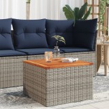 Gossi masa de gradina, gri, 55x55x37 cm, poliratan si lemn acacia