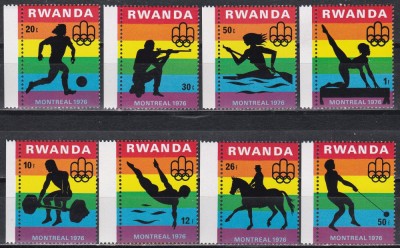 Rwanda 1976 - Jocurile Olimpice - Montreal, Serie+ Bloc, 4 Poze, MNH foto