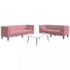 VidaXL Set canapele Chesterfield cu perne rulou, 2 piese, roz, catifea 3209294