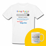 &quot;Biology teacher&quot;Set Personalizat &ndash; Tricou + Cană Alb XS