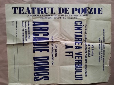 bnk div Afis Spectacolul Cantarea verbului &amp;quot;A fi&amp;quot; Bucuresti 1977 ? foto