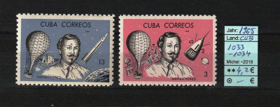 Cuba, 1965 | De la aeronautică la astronautică - M. Perez - Cosmos | MNH | aph foto