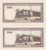Lot 2 bancnote Rom&acirc;nia 500 lei 1941, serii consecutive F/6