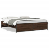 Gossi cadru de pat, stejar maro, 180x200 cm, lemn prelucrat si metal