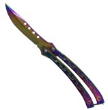 Briceag Fluture Multicolor, 25cm, Otel - Trick-uri, Flipping, Camping, Colectie