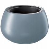 Ghiveci decorativ de flori, rotund, argintiu, 43.6x27 cm, Heos Bowl, Prosperplast