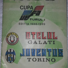 Brosura veche de colectie fotbal,otelul galati-juventus torino-7 sept.1988,T.GRA