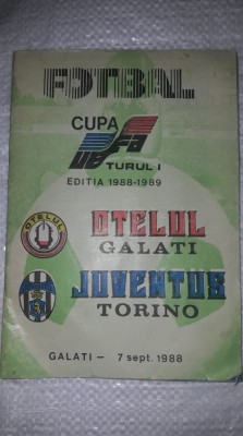 Brosura veche de colectie fotbal,otelul galati-juventus torino-7 sept.1988,T.GRA foto
