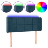 Cumpara ieftin Tablie de pat cu LED, albastru inchis, 83x16x78/88 cm, catifea