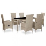 Set mobilier de exterior cu perne, 7 piese, bej, poliratan GartenMobel Dekor, vidaXL