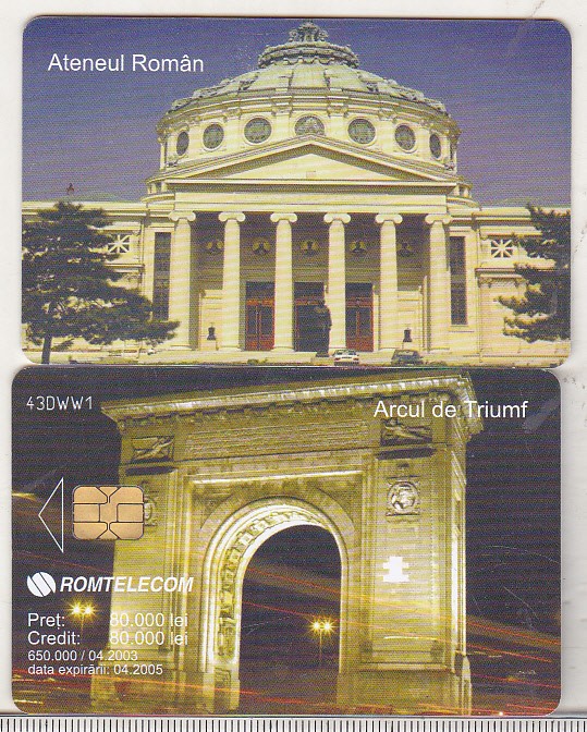 bnk card Cartela telefonica 2003 - Arcul de Triumf - RO-ROM-0190