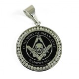 Cumpara ieftin Pandantiv Masonic Argintiu cu Negru, decorat cu cristale ziconiu - MM741