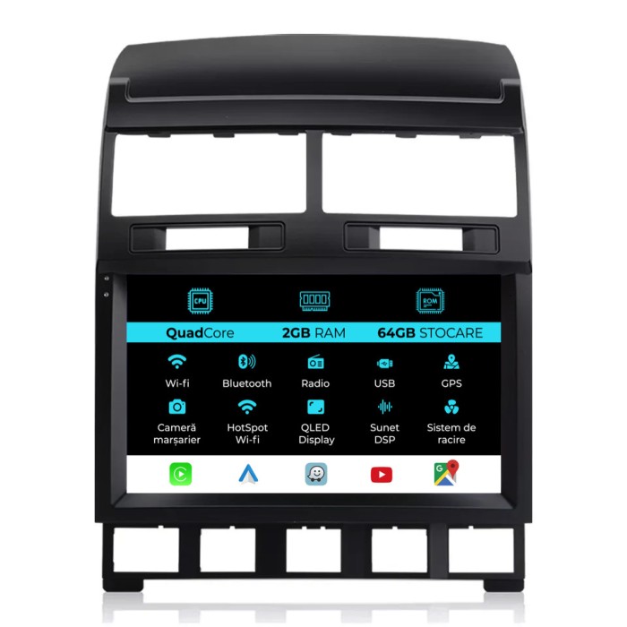 Navigatie Android Dedicata Volkswagen Touareg (2003-2010), 9Inch, 2Gb Ram, 64Gb Stocare, Carplay