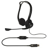 CASTI Logitech, &quot;PC 960&quot;, cu fir, standard, utilizare multimedia, call center, microfon pe brat, conectare prin USB 2.0, negru, &quot;981-000100&quot;, (timbru