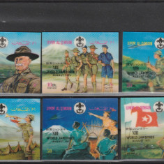 Umm Al Qiwain 1972-Cercetasi,A XIII-a Jamboree aug.71,serie 6 valori,3D,Mi.522-7