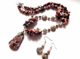 set colier si cercei cu rodonit ,pandant jasper43348