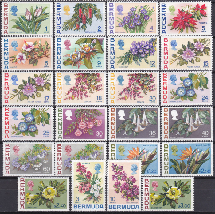 DB1 Flora Flori Bermuda Bermude 1970 - 1975 24 v. MNH