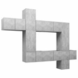 Cumpara ieftin Set de dulapuri TV, 10 piese, gri beton, lemn prelucrat
