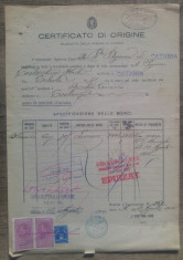 Certificat de origine a marfii, Catania// Vama Constanta, 1935 foto