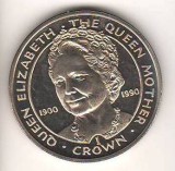 SV * GIBRALTAR ONE CROWN 1990 * ANIVERSARE 90 ANI REGINA MAMA n. 1900 * AUNC+, Europa, Nichel