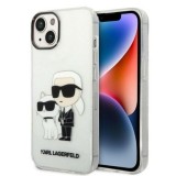 Husa pentru iPhone 15 Plus / iPhone 14 Plus - Karl Lagerfeld Hardcase Glitter (KLHCP14MHNKCTGT) - Transparent Karl&amp;Choupette