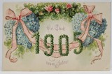VIEL GLUCK IN NEUNEN JAHRE ! ( MULT NOROC IN NOUL AN ), CARTE POSTALA EMBOSATA , CROMOLITOGRAFIE , 1905