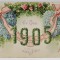 VIEL GLUCK IN NEUNEN JAHRE ! ( MULT NOROC IN NOUL AN ), CARTE POSTALA EMBOSATA , CROMOLITOGRAFIE , 1905