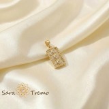 Cumpara ieftin Pandantiv Semn de Lumina , Pandantiv dreptunghiular cu zirconia placat 14K 2 cm