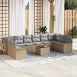 Cumpara ieftin Set de canapele pentru grădină 11 pcs Negru Rattan poli
