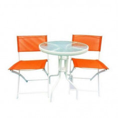 Set mobilier gradina, Strend Pro Gardenia Orange, masa rotunda 60x70 cm, 2 scaune pliabile 46x56x85 cm Mania Tools foto