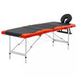 VidaXL Masă pliabilă de masaj, 4 zone, aluminiu, negru și portocaliu