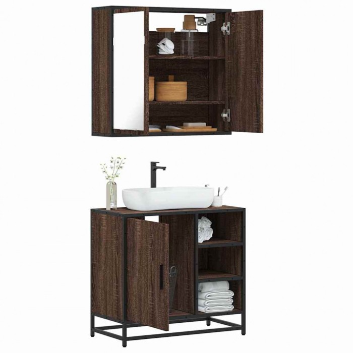 vidaXL Set mobilier de baie, 2 piese, stejar maro, lemn prelucrat 3300909