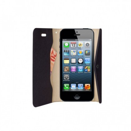 Husa Flip Portmoneu Clutch Apple iPhone 5/5S Negru Blister