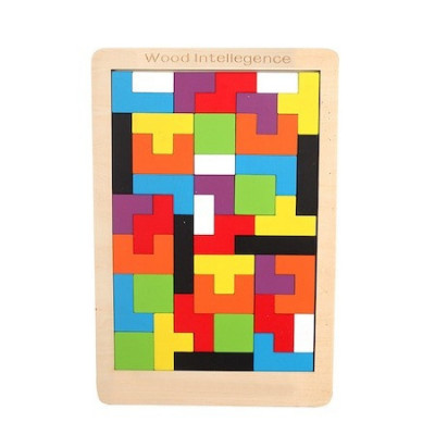 Mini puzzle din lemn 3in1 pentru copii,asamblare logica,tetris - Multicolor foto