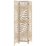 HOMCOM Paravan cu 3 Panouri, Separator Pliabil cu Design Frunze pentru Interior, Finisaj Natural | Aosom Romania