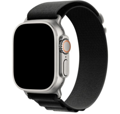 Curea smartwatch, THD, Alpine Loop, pentru Apple Watch Ultra2 49 mm, Apple Watch 46 mm seria 10, marime universala, catarama gri, Negru foto